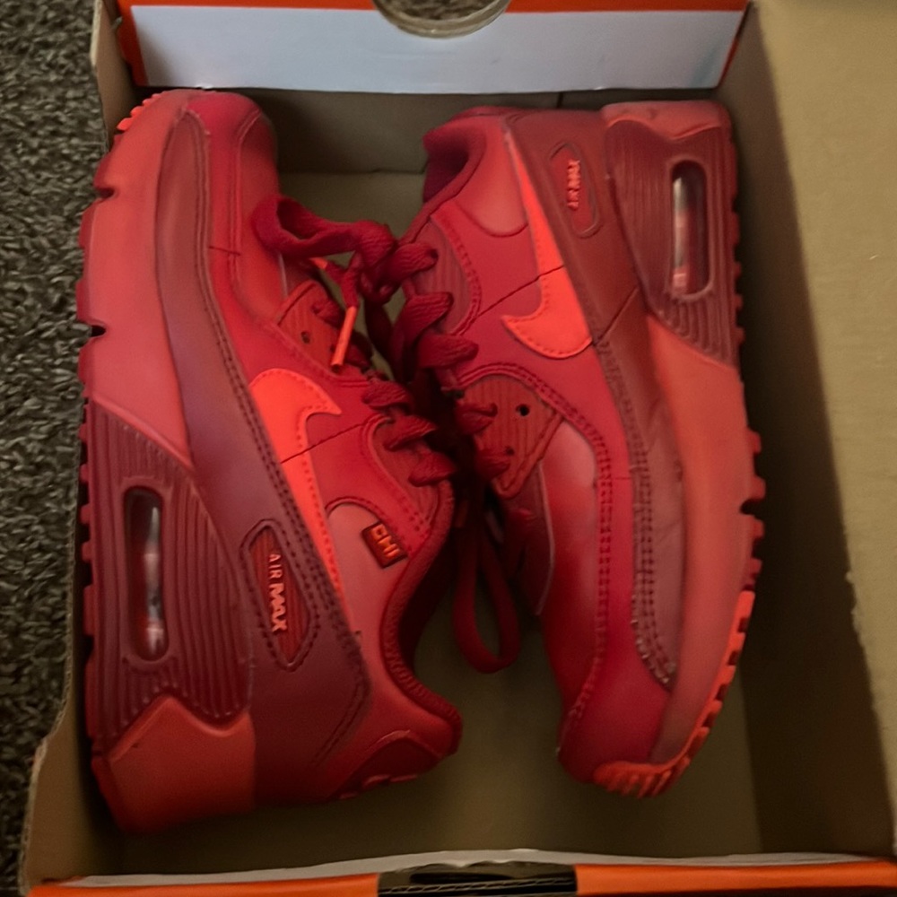 Selling little boys red air max tennis shoes